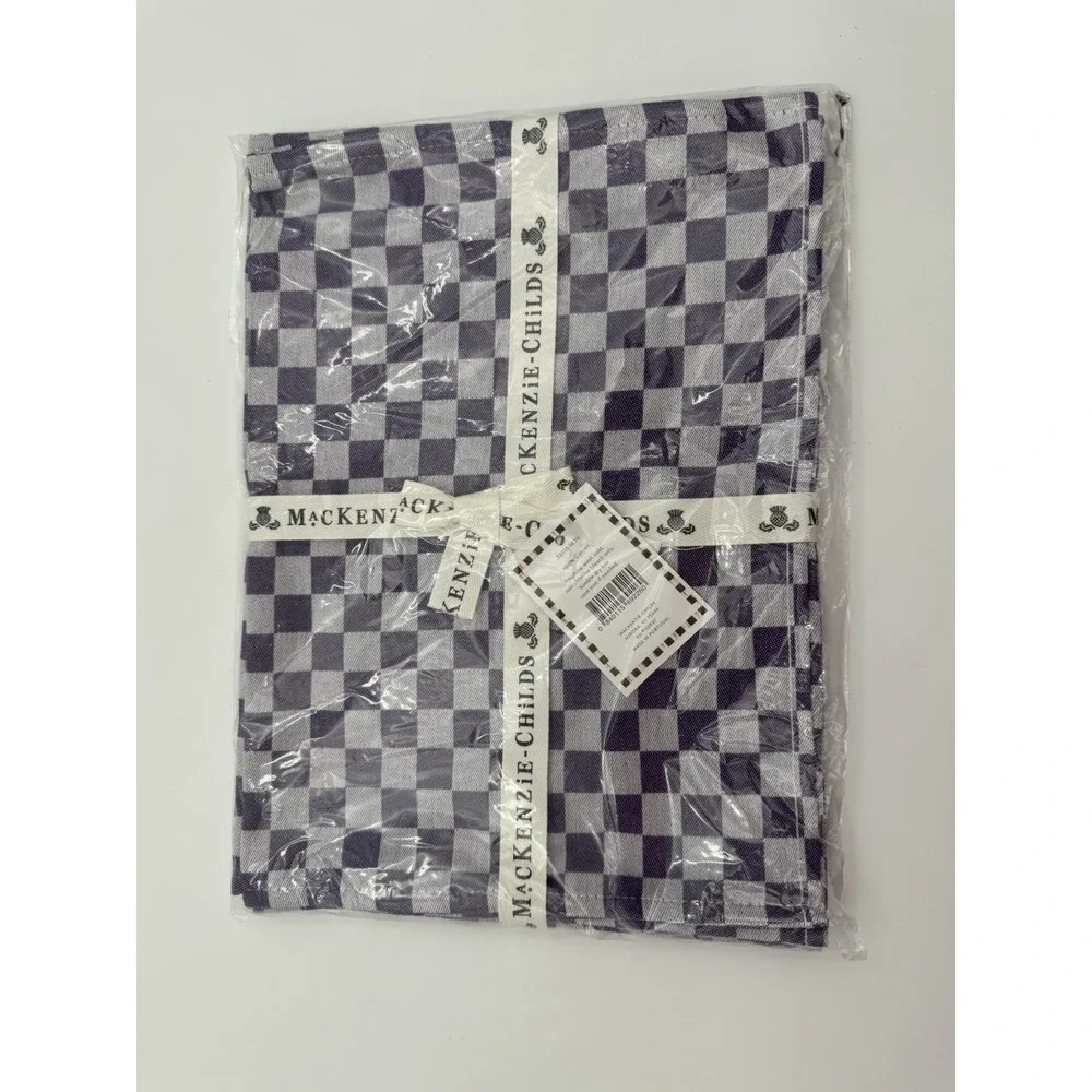 MacKenzie-Childs Plum Check Placemats Set of 4 Purple Cotton 13x18.5 NEW